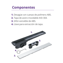 DESAGÜE LINEAL ATRIM RIO CLASICO TAPA CIEGA DPP450T02 - 45CM - ACERO INOXIDABLE MATE - 18"