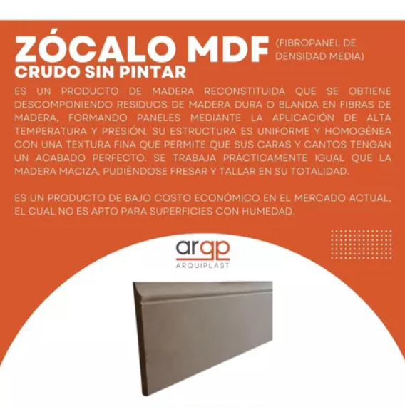 AZ 104 ZOCALO P/PINTAR 104*12*2.60MTS MDF