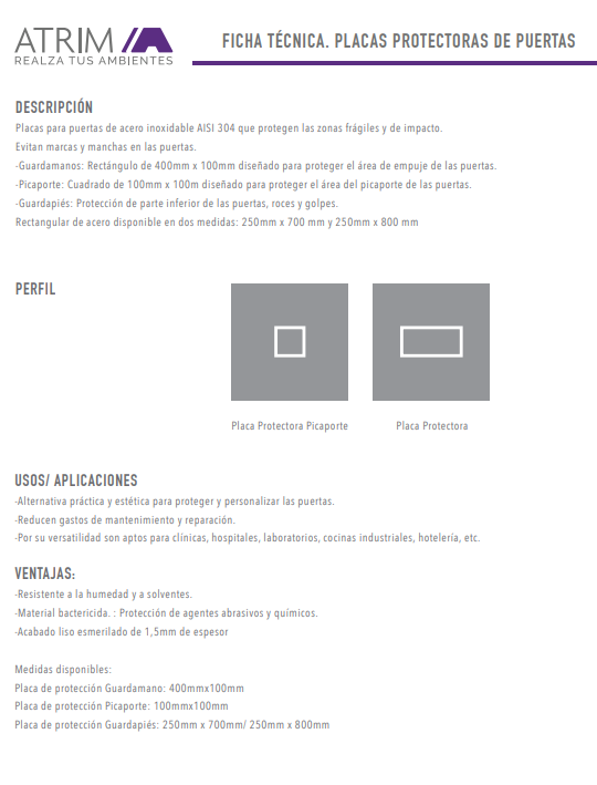 2738 ACERO INOX. PLACA GUARDAPIE 250mm x 800mm ESMACERO INOX. PLACA GUARDAPIE 250mm x 800mm ESM